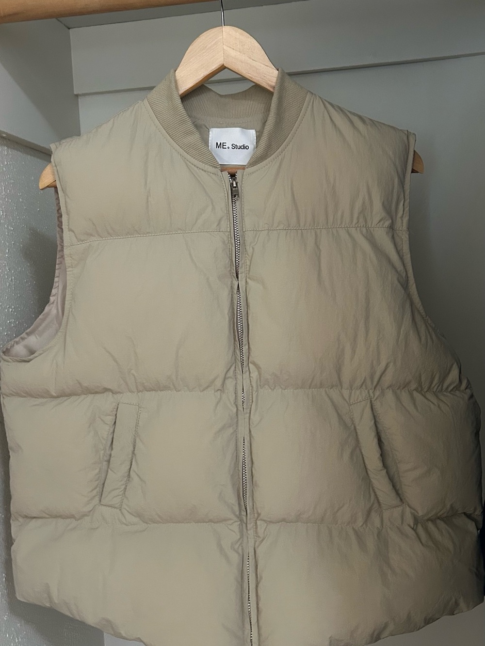 ME. Studio Khaki Beige Puffer Vest - Size M